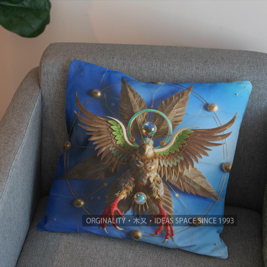 2D Blue Eagle Decorative Cushion Cover For Home Pattern Cushion Cover Suitable For Sofa Bedroom Car Pillow Cover
