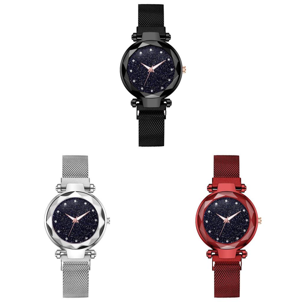 Starry Surface Ladies Watch With Quartz Movement And Metal Strap For Casual Wear And Gift