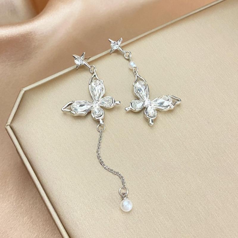 

Французские изысканные роскошные асимметричные серьги-бабочки с цирконом Джокер, темпераментные женские серьги