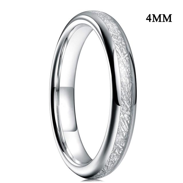 

4 мм 6 мм 8 мм серебряные вольфрамовые обручальные кольца для мужчин и женщин куполообразные полированные метеоритные инкрустации стальные кольца для пар мужские обручальные кольца 9