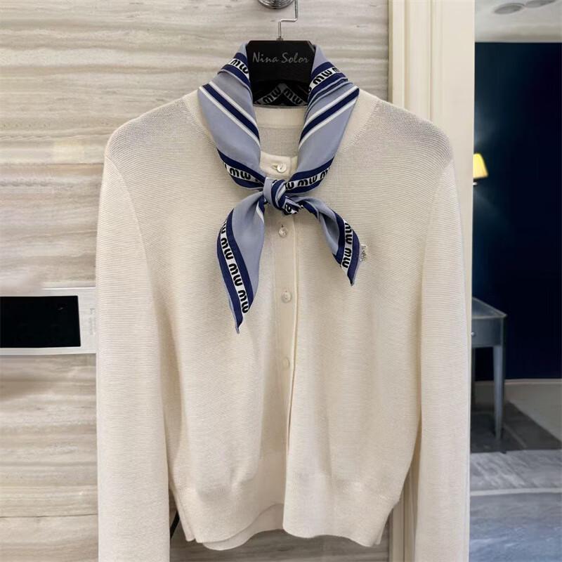 NINA SOLOR Mist Blue Silk Scarf