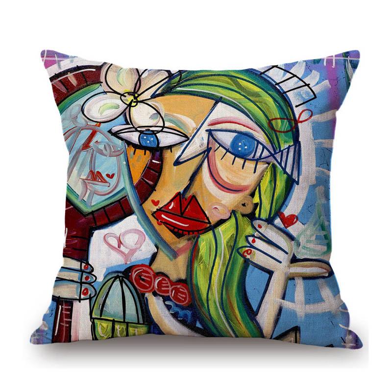 Modern Cubism Abstract Art Home Decoration Charater Realism Cotton Linen Sofa Throw Pillow Case Elegant Cushion Cover