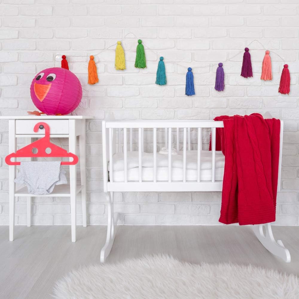Big Size Tassel Garland H6.3in Polyester yarn Colorful Pom Pom Tassel Banner Decorative Wall Hanging for Home Decoration Wedding Birthday Baby Shower