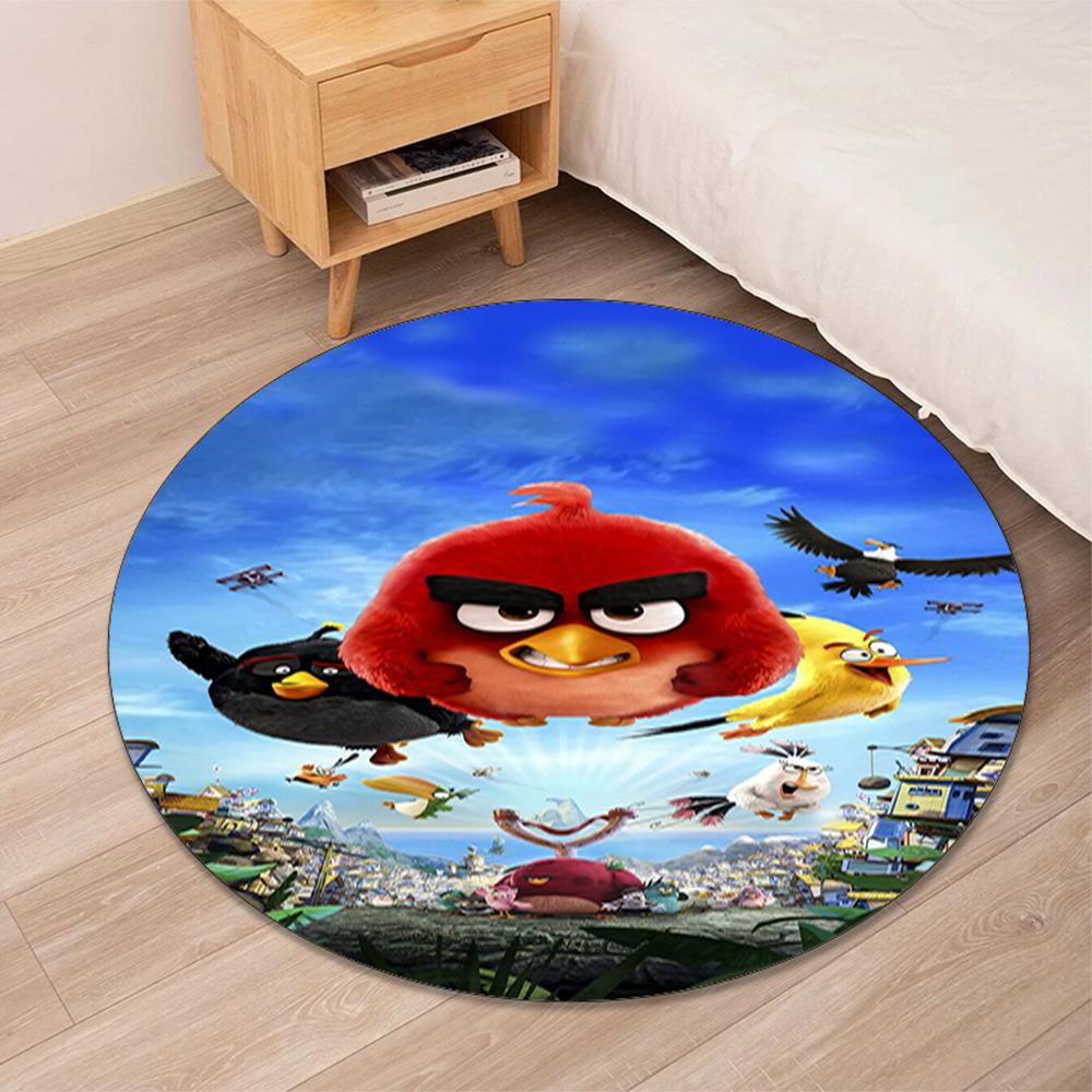 Angry Birds Printed Round Rug Carpet Chair Rug Area Rug Entryway Doormats,for Office Chair Living Room Bedroom Kitchen Room.