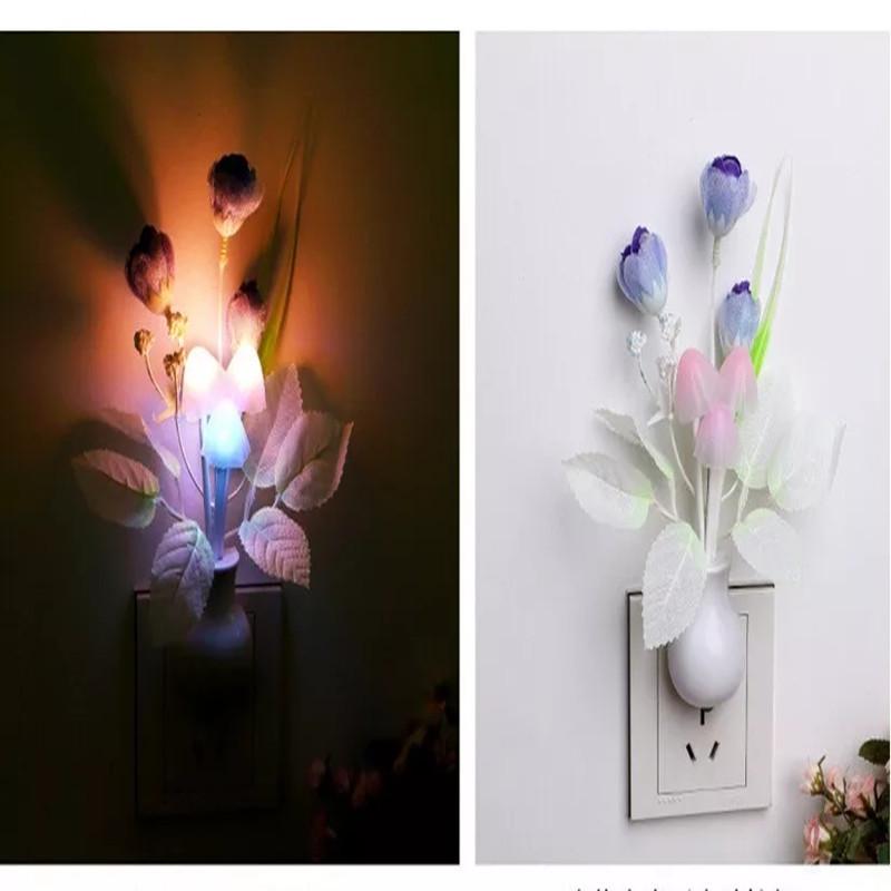 Kreative Tulpen-Flieder-Nachtlicht-betriebene, sanfte, romantische Sensor-Babybettzimmerlampe