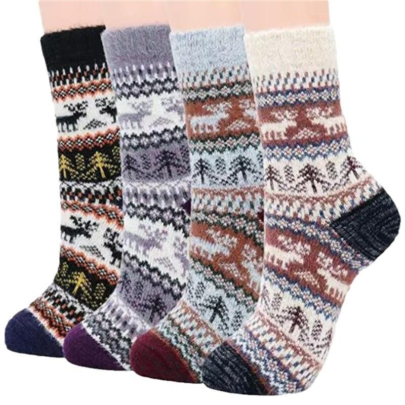 Women Vintage Faux Wool Thick Knitted Socks Winter Warmth Thermal Crew Socks for Everyday Use Cold Season Christmas Gift
