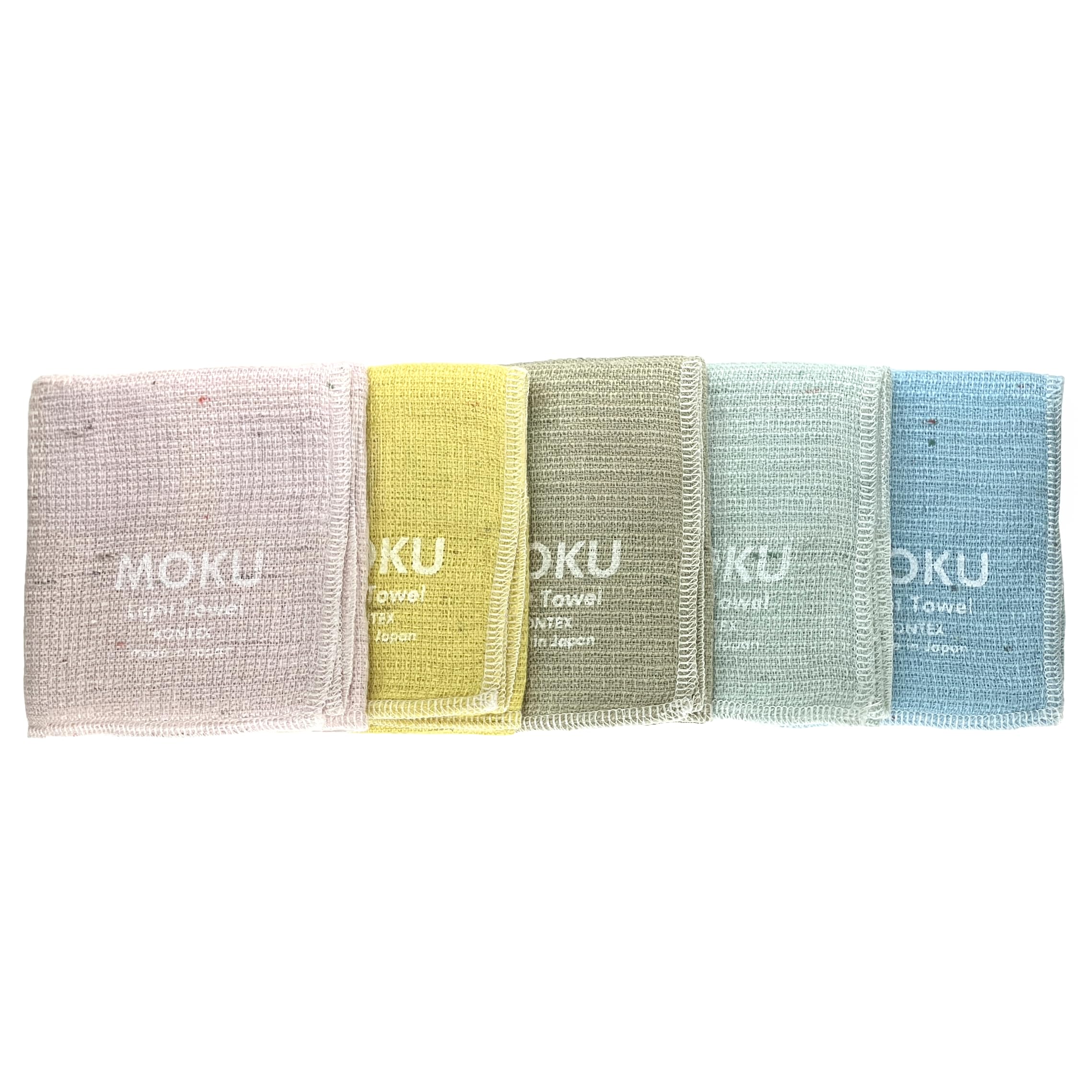 

Rikuri MOKU Handkerchiefs, 5-Piece Set, Thin, Quick-Drying, Stylish, and Absorbent, Perfect for Gifts and Thank You Gifts (Pastel)