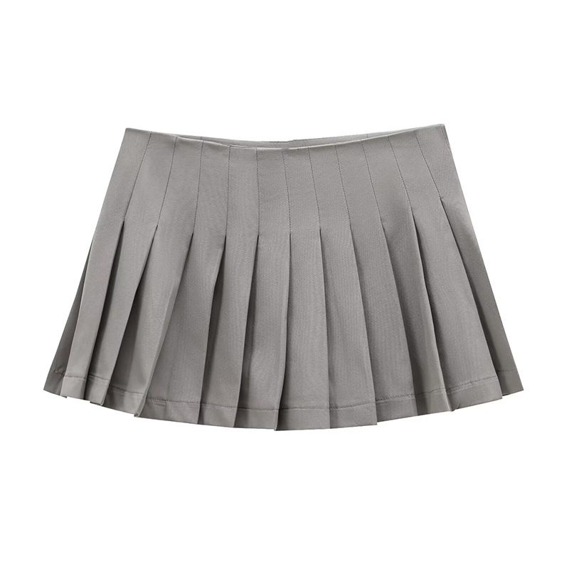 Berkeley Girl American Preppy Style Classy Gray Lazy Style Hooded Cardigan + Pleated Two-Piece Overskirt Suit