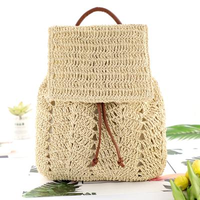 Fashion Straw Women Shoulder Bag Backpack Hand-Woven Female Beach Holiday Simple Purse for Women Outdoor Bag