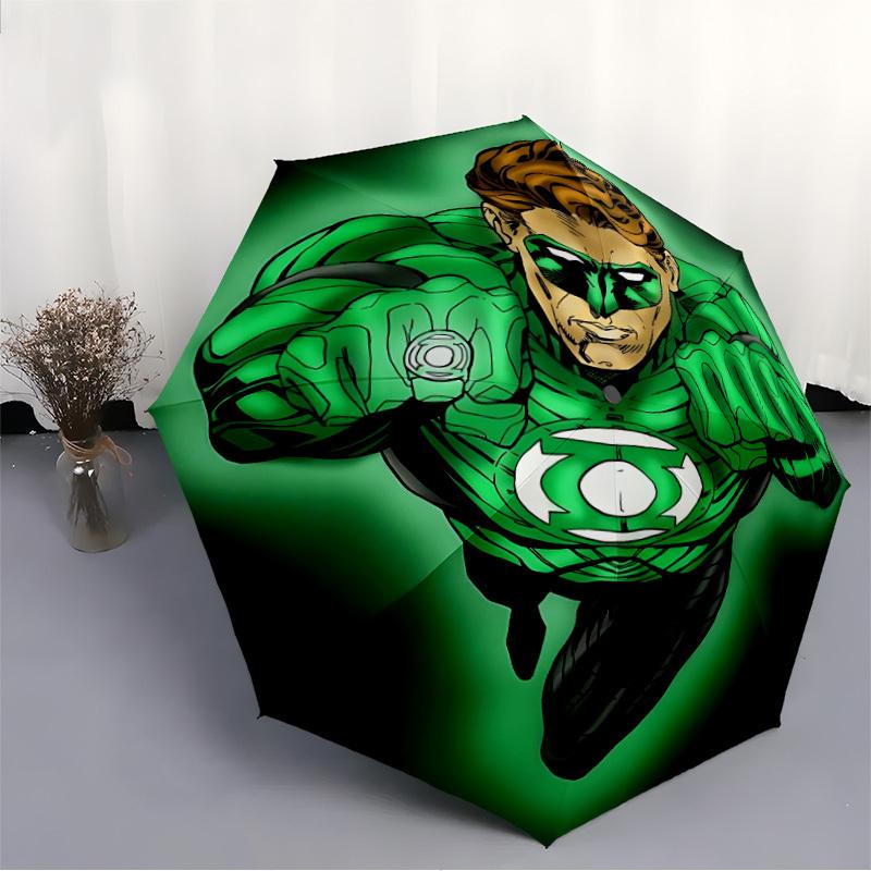 1pc Green Lantern, Superhero Umbrella - Automatic Open Compact Travel Umbrella with 40-Rib Durable Frame Yy251021083