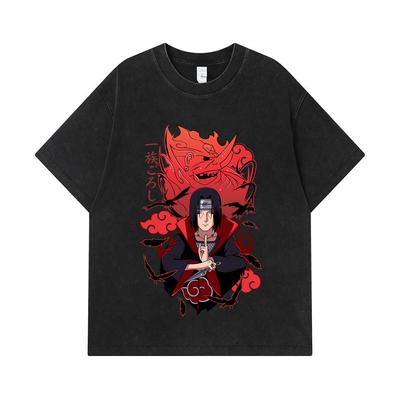 275 GSM Washed T-shirts 100% Cotton Naruto V12 Itachi Print Unisex Heavy Cotton T Shirt