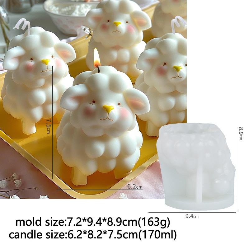 

DIY Sheep Candle Silicone Mold 3D Cute Animal Goat Aromatherapy Clay Gypsum Resin Mold Cake Decoration Tool