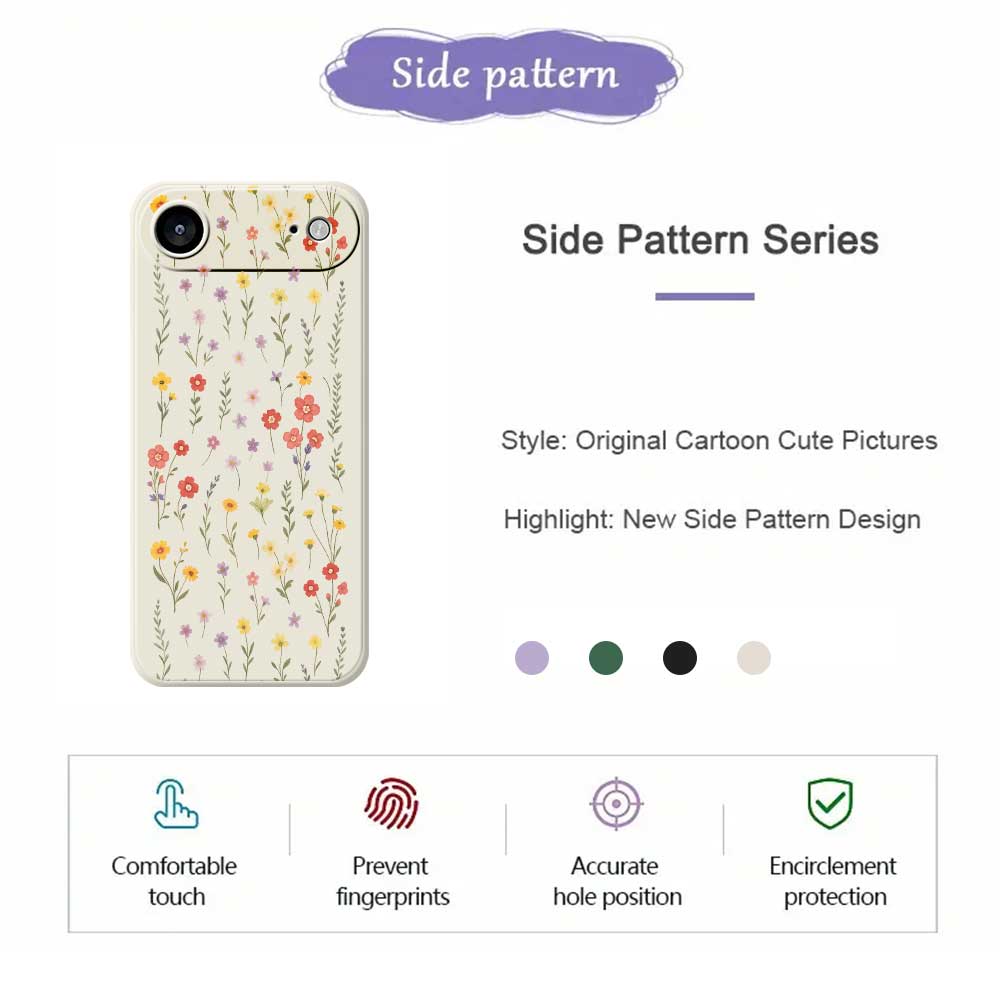 For iPhone 17 Air Case Flowers and Grass Pattern Printing Straight Edge TPU Phone Back Cover