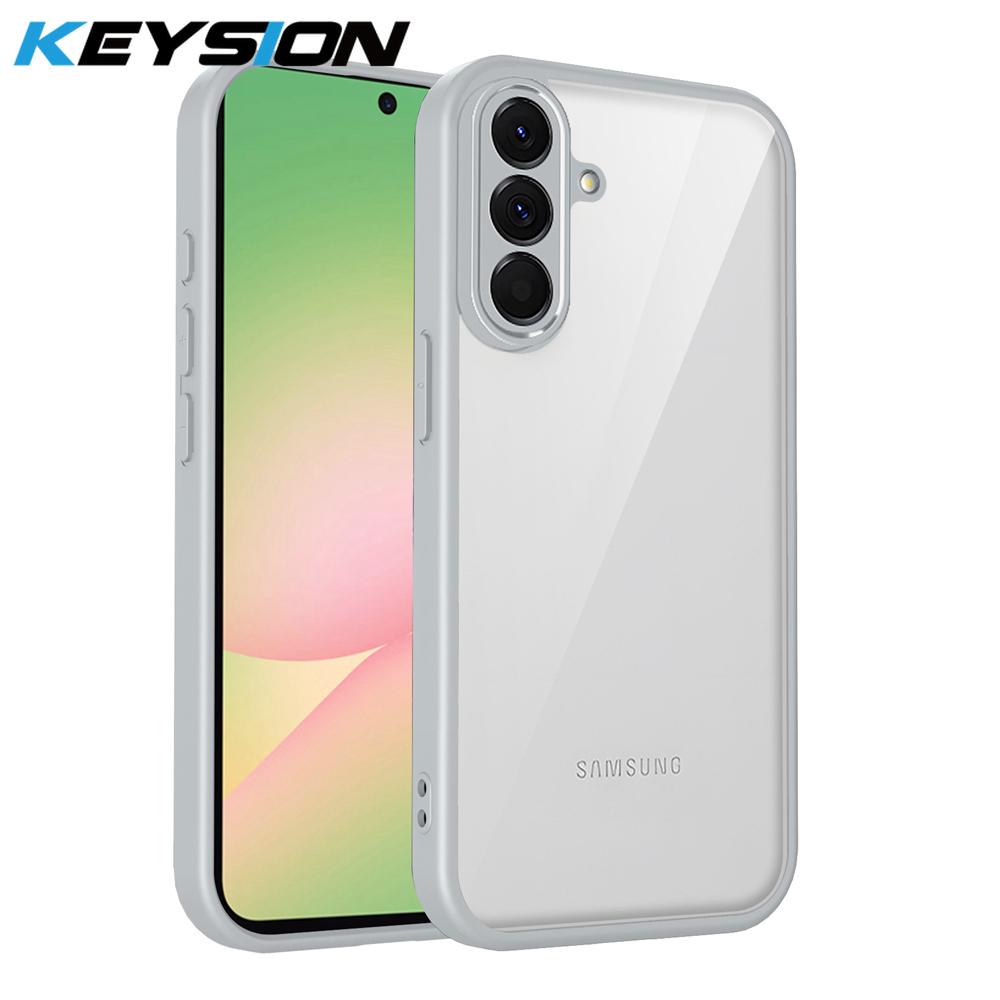 KEYSION Transparent Phone Case for Samsung A56 5G A36 A26 Silicone+PC Clear Shockproof Phone Cover for Galaxy A16 4G 5G