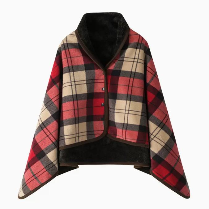 Dual-Purpose Warm Shawl Blanket - Double-Layer, Thick, Perfect for Office Naps or Lounging