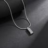 Simple Men Square Silver Color Stainless Steel Pendant Necklace Retro Snake Bone Chain Jewelry Hip Hop Women Necklace Accessorie