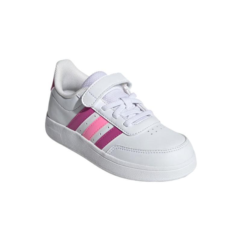 Adidas BREAKNET 2.0 Low-Top Kids' Skateboarding Shoes White/Bright Fuchsia/Pink Kids' Sneakers IE3791