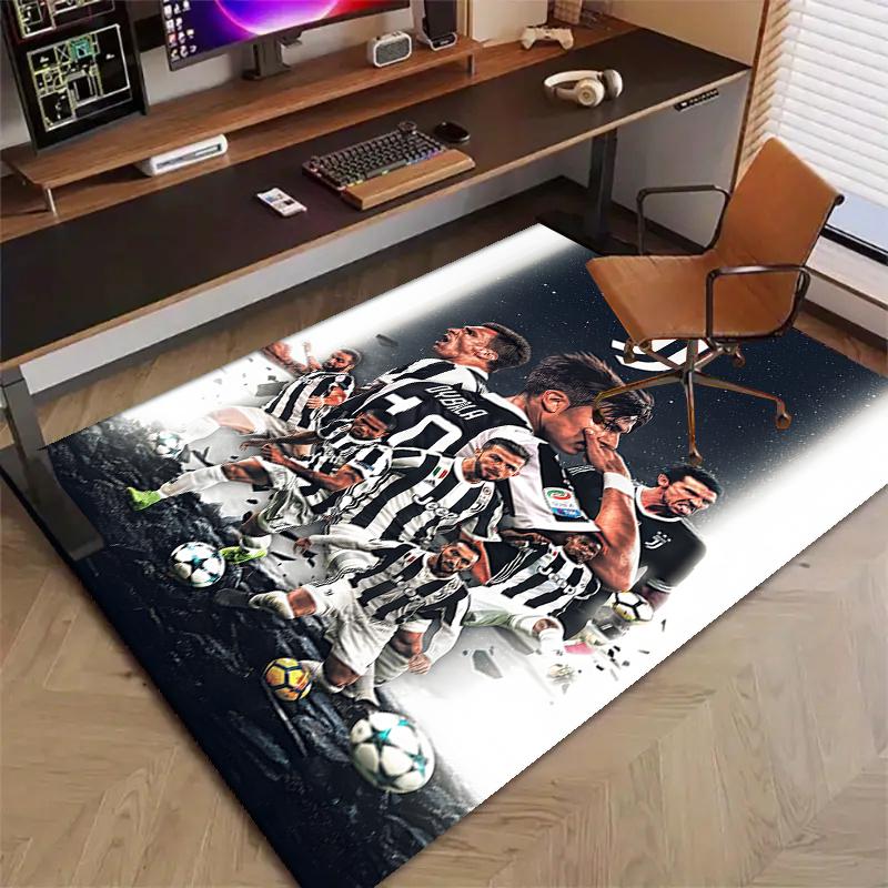 Juventus Football Polyester Carpet, Soft Indoor Mat for Office Chair, Living Room, Computer Desk - Decorative Home Office Rug Design