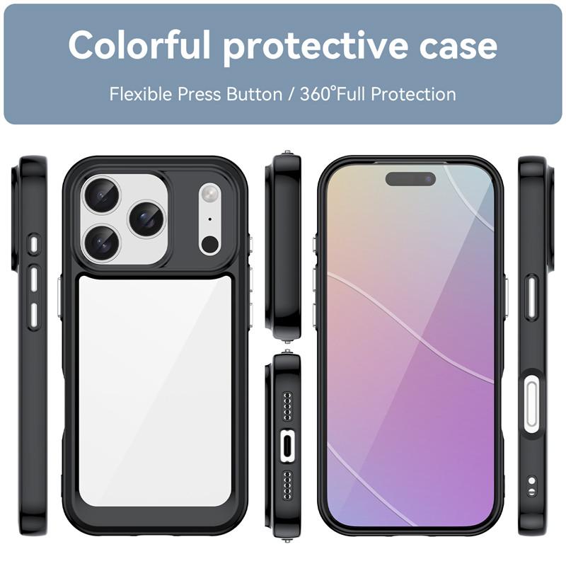For iPhone 17 Pro Case For Apple iPhone 17 Air iPhone 17 Pro Max Cover TPU Clear PC + Silicone Shockproof Protective Phone Cover