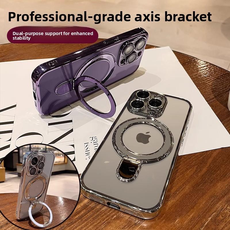 Clear Magnetic Mobile Phone Cases For Iphone 16 Shockproof Ring Cover Stand