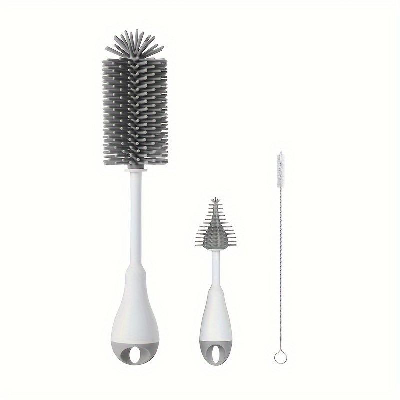 3 In 1 Silicone Milk Feeding Bottle Brushes Set, with Pacifier Straw Brush for Sippy Water Cup