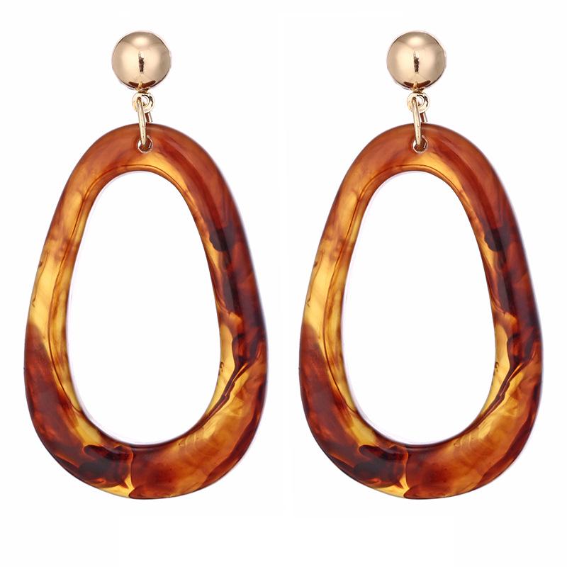 

Acrylic Hollow Oval Drop Earrings for Women Geometric Irregular Exaggerate Statement Earrings Vintage Fashion Zircon Oorbellen коричневый