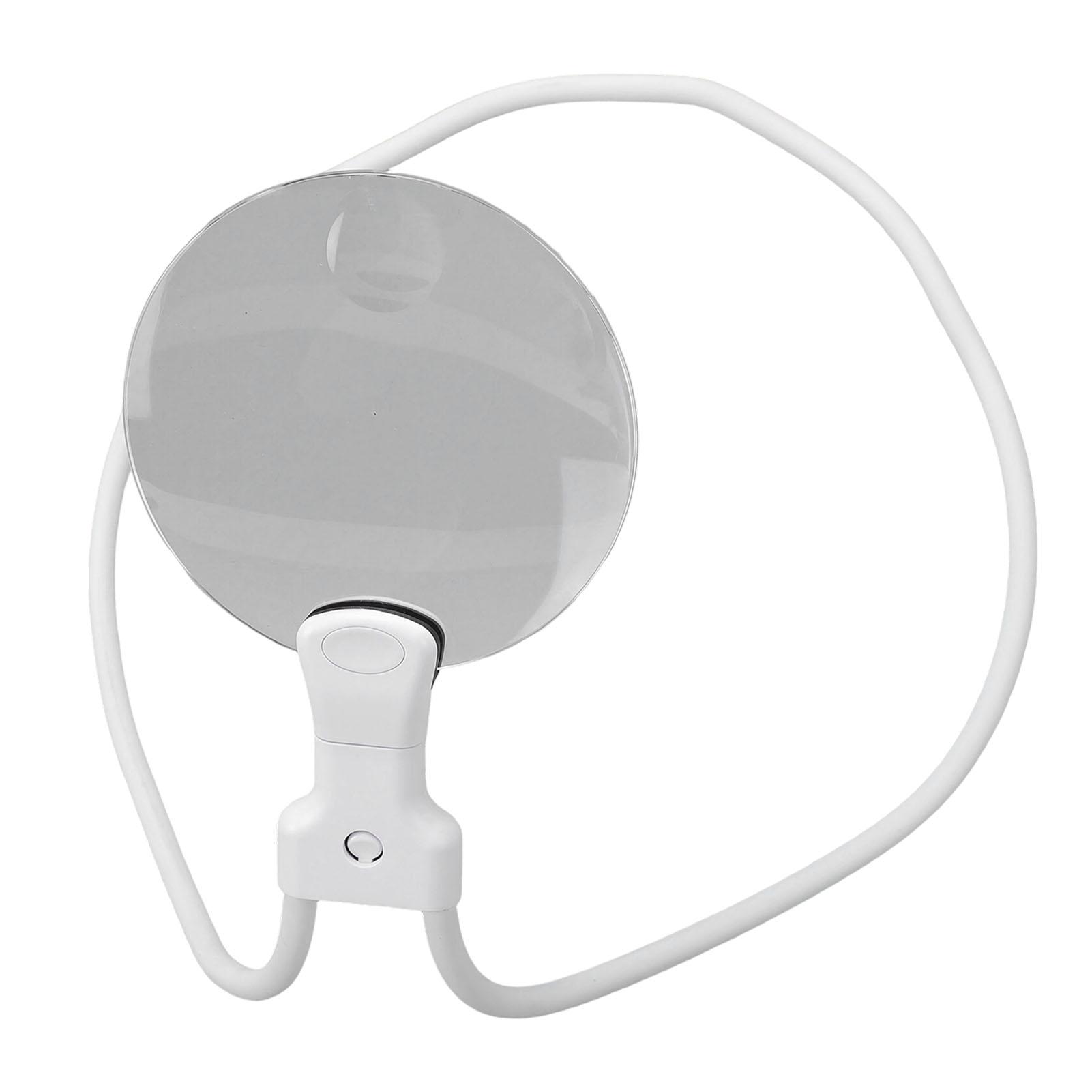 

5X Magnifying Glass with 4.33 Inch Lens Neck Wear Hands Free Magnifier for Reading Crafting Repair White