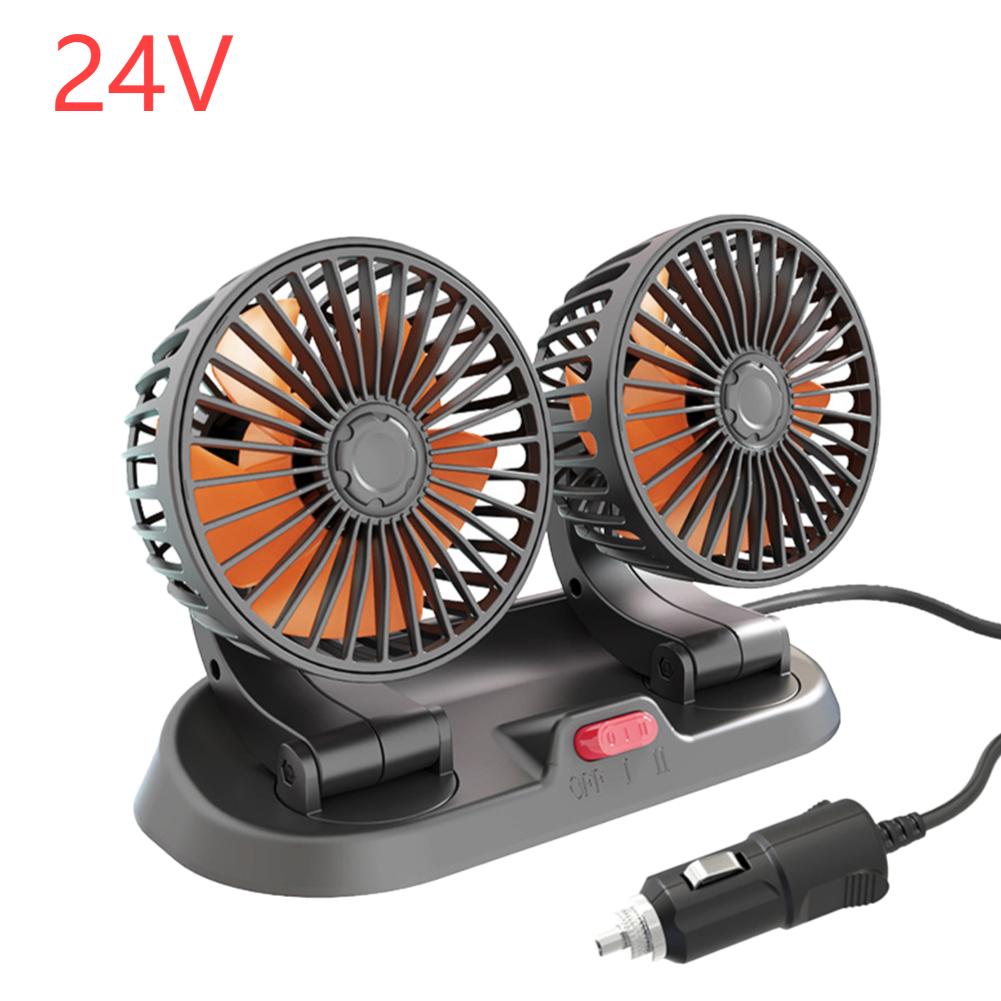 5/12/24V Portable Dual Head Car Fan 360° Rotation 2 Speed Electric Fan USB Air Circulation Fans For Dashboard Car Fan