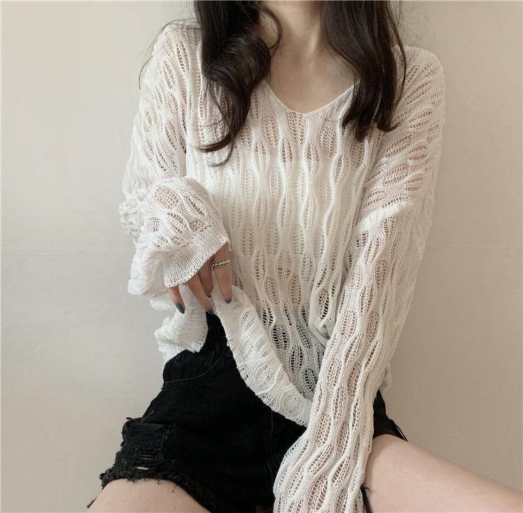 Women's Summer Thin Knitwear Oversized Spicy Girl Top Loose Sweater Outer Wear Hollow Out Cardigan Plus Size
