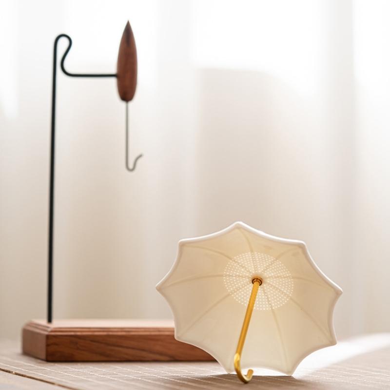 Umbrellas Ceramic Tea Infuser With Wooden Stand Home Brewing Tea Tool For Loose Leaves Tea Filtering And Brewing B03E CN