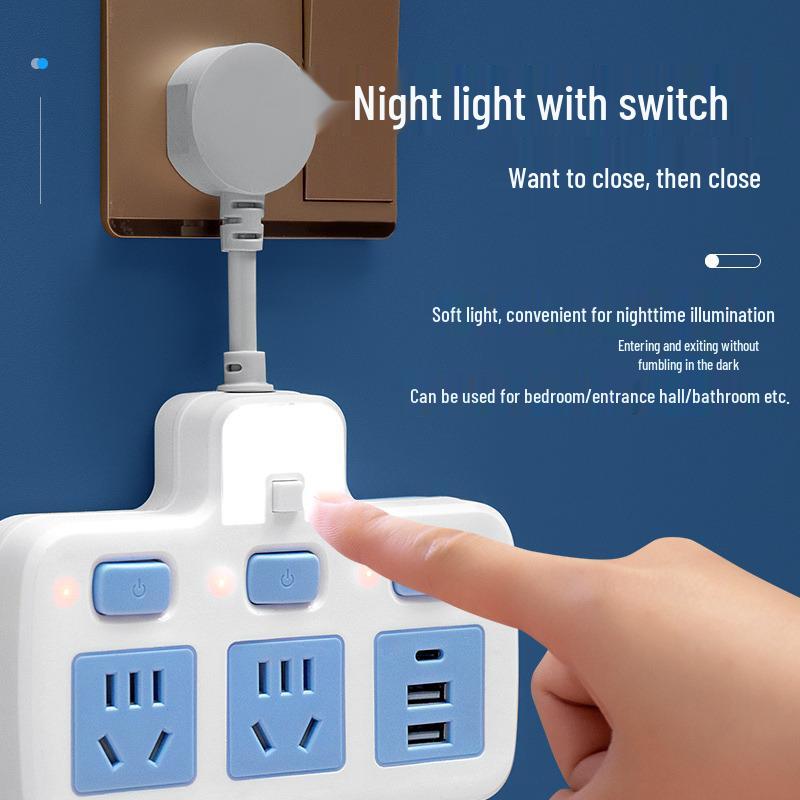 Multi-Hole Wireless Power Strip with Extension Cord