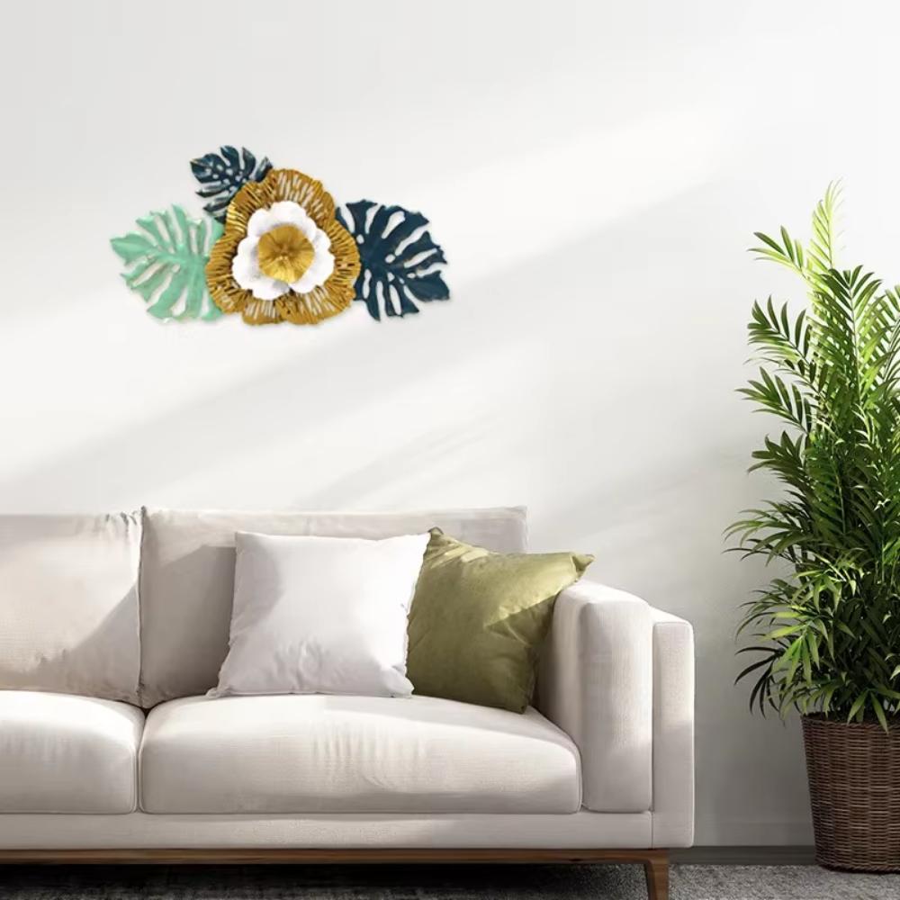 Charming Blue Iron Flower Decor Creative Wall Hanging. A delightful metal decoration for bedroom and living room the background.