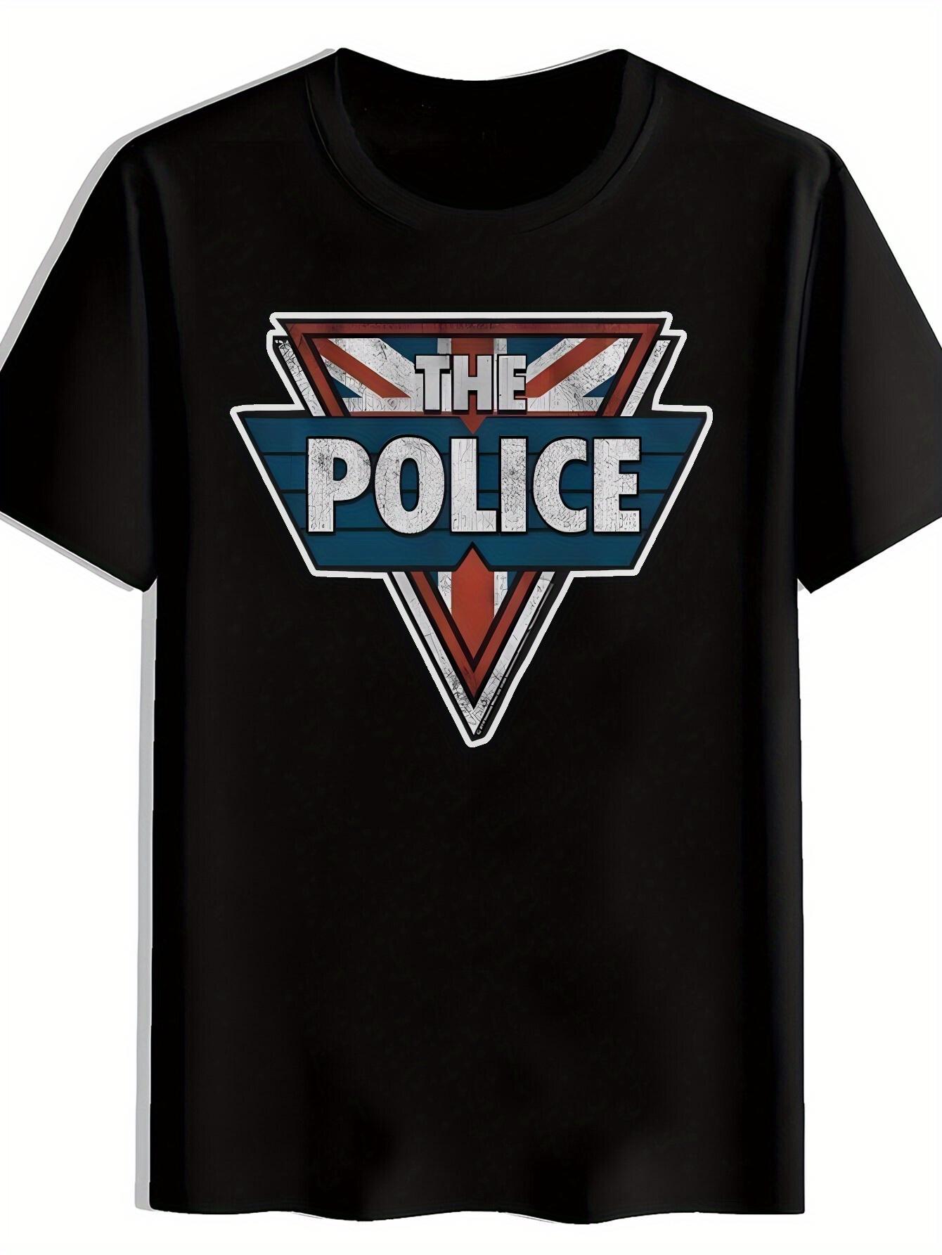 

Black T-shirt with The Police Graphic Design - Retro Rock Band Logo S