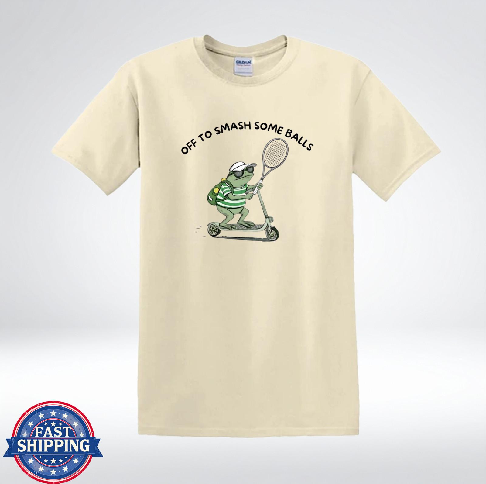 Off To Smash Some Balls Funny Frog Tennis Player T-Shirt L