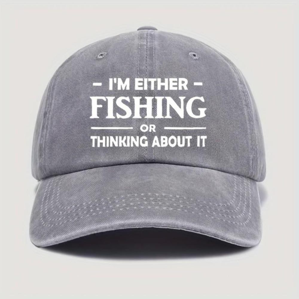 Fishing Thinking About It Baseball Cap Washed Cotton Adjustable Outdoor Sun Protection Unisex Hat
