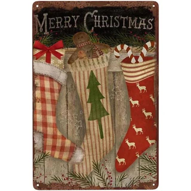 Vintage Merry Christmas Metal Tin Sign  Rustic Wall Art Plaque for Home Cafe Garden Bar Club Man Cave  Perfect Holiday Decor