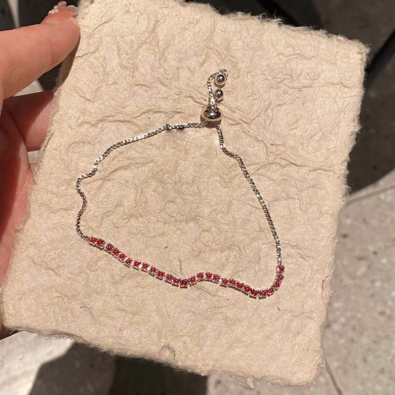 Bracciale colorato in zirconi "Arco di Cuore", bracciale squisito di nicchia di lusso leggero di fascia alta, gioielli semplici e freddi