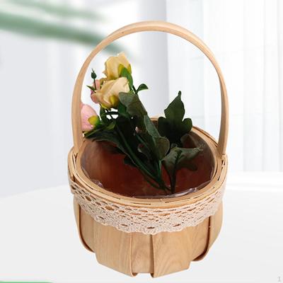 Flower Basket Storage with Handle Decorative Portable Girl Fruit for