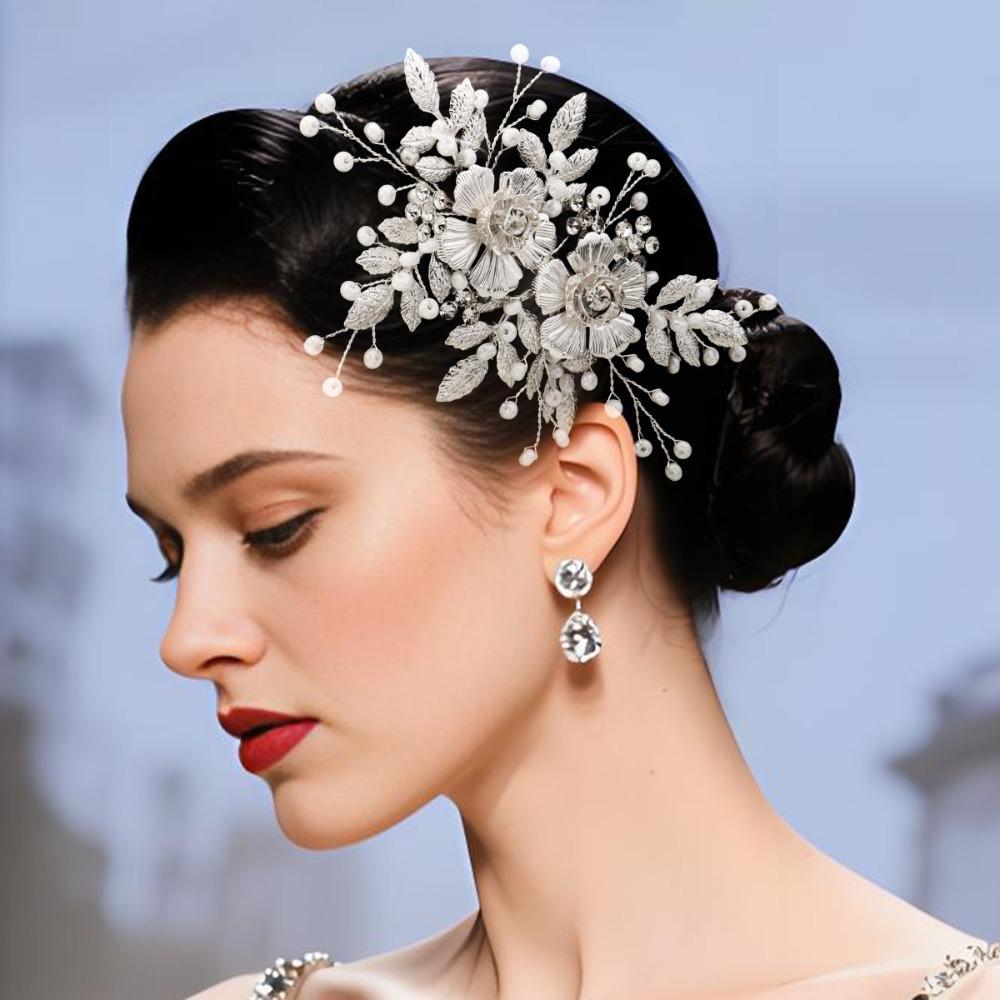 French Style Bridal Hair Clip Silk Flower Wedding Headdress Korean Bride Hairpin  Bride Accessories