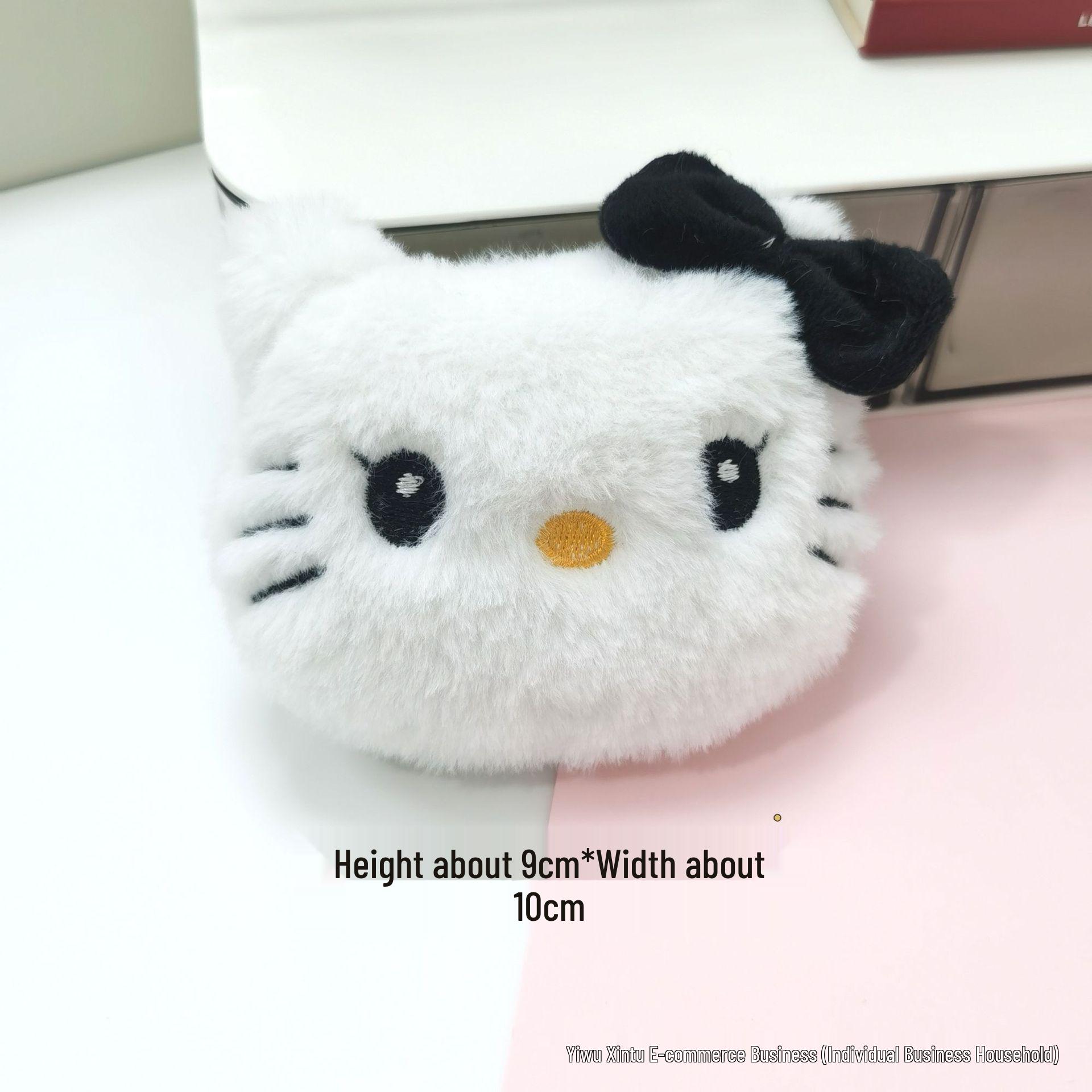 Charming KT Cat Keychain & Brooch Set - Plush Squeaky Cartoon Cat Accessories for Backpack & DIY Shoes