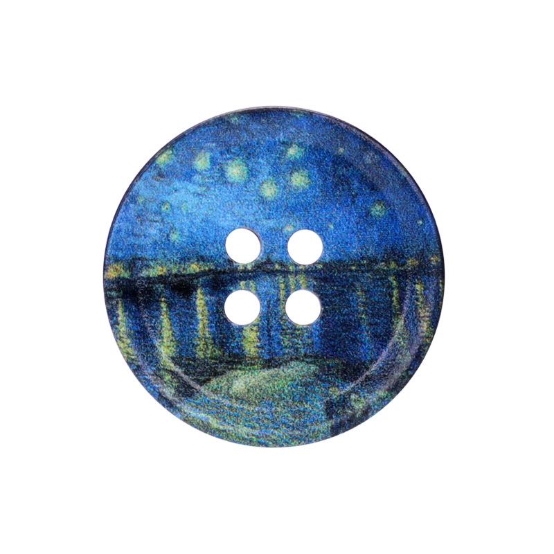 Resin Buttons with Oil Painting Print, Set of 30 for Sewing and Projects