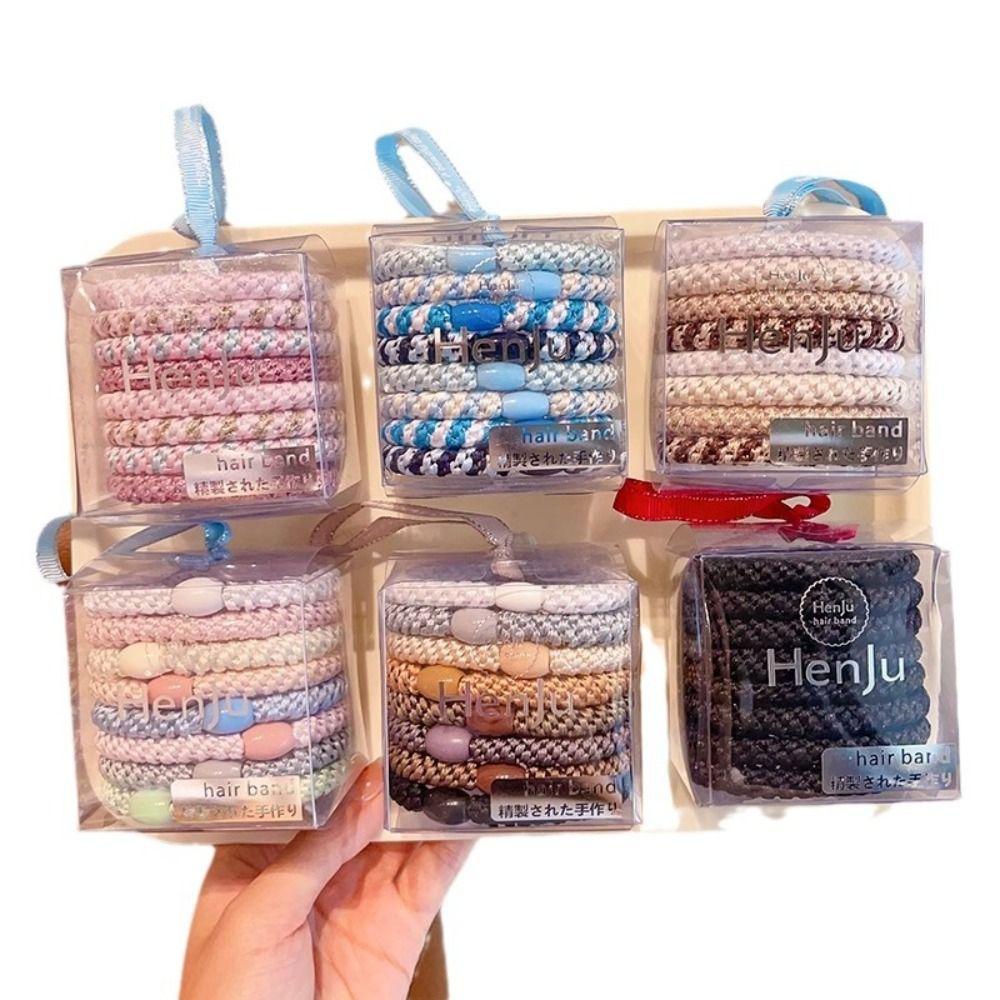 8pcs/Set Hair Tie Basic Hair Rope Set Ponytail Holder Colorful Hair Scrunchies  Spring Summer