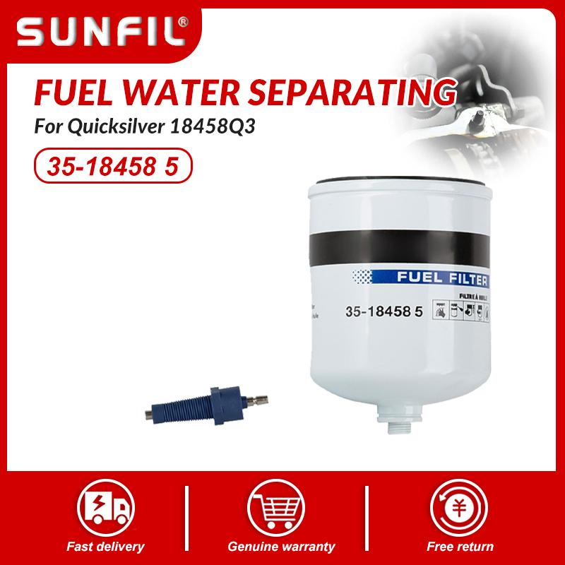 35-18458Q 4   35-18458 5   Water Separating Fuel Filter Kit with  Sensor for Quicksilver 18458Q3 OPTIMAX 2 STROKE MERCURY