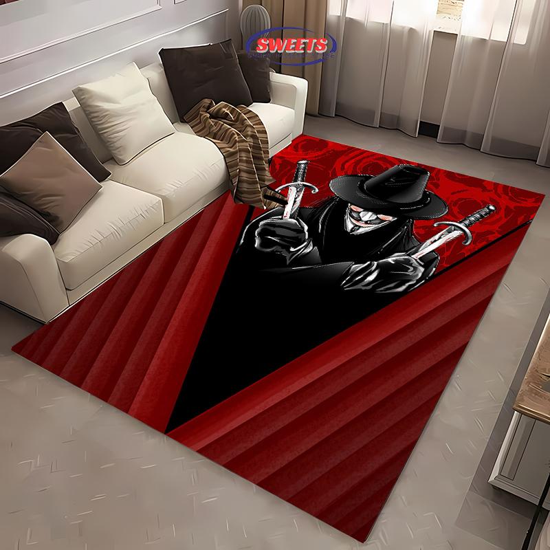 V for Vendetta Carpet! Bedroom Floor Mat, Living Room Bed Mat, Non-slip Exquisite Home Decoration, Durable Machine Washable Rug