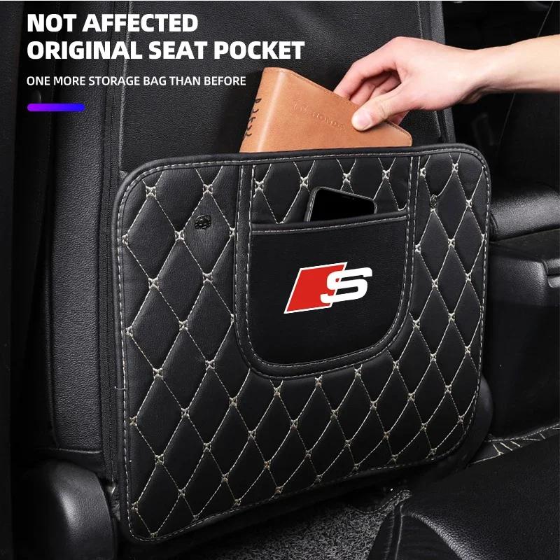 Car Seat Back Anti Kick Pad Leather Scratch Mat Logo For q2 SLine S1 S2 S3 S4 S5 S6 S7 S8 SQ2 SQ3 SQ4 SQ5 SQ8 Car Accessories