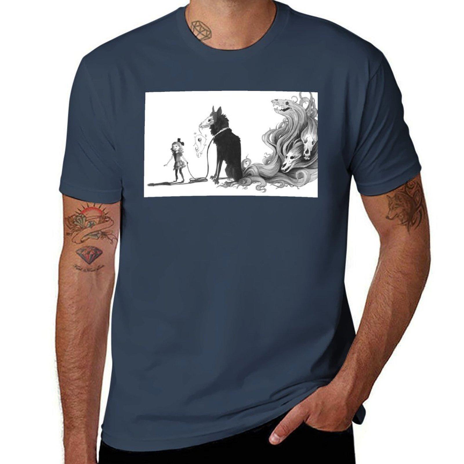 A Girl And Her Dark Gothic Illustration TShirt Halloween Theme TShirt S