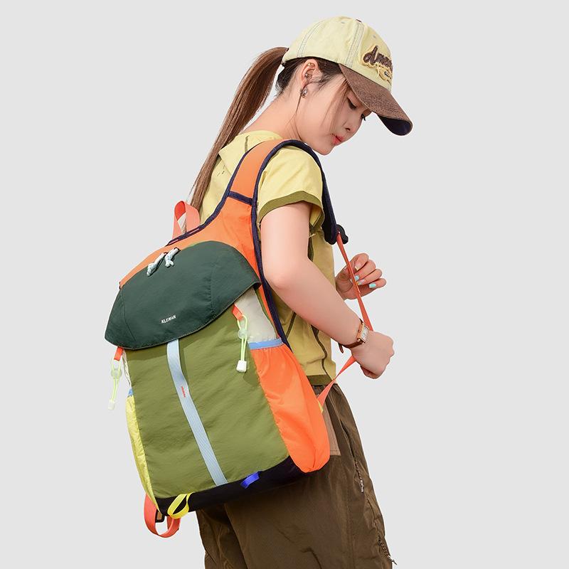 Schoolbag Large Capacity Water-Repellent Casual Travel Backpack for Men and Women Dopamine Color Block Patchwork Outdoor Hiking and Mountaineering