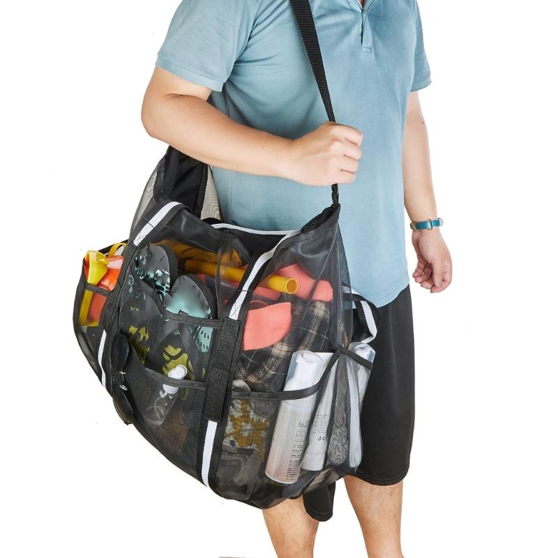 Large Mesh Beach Bag, XL Toy Tote Bag,Pool Picnic-Bag with Pockets Straps Gifts