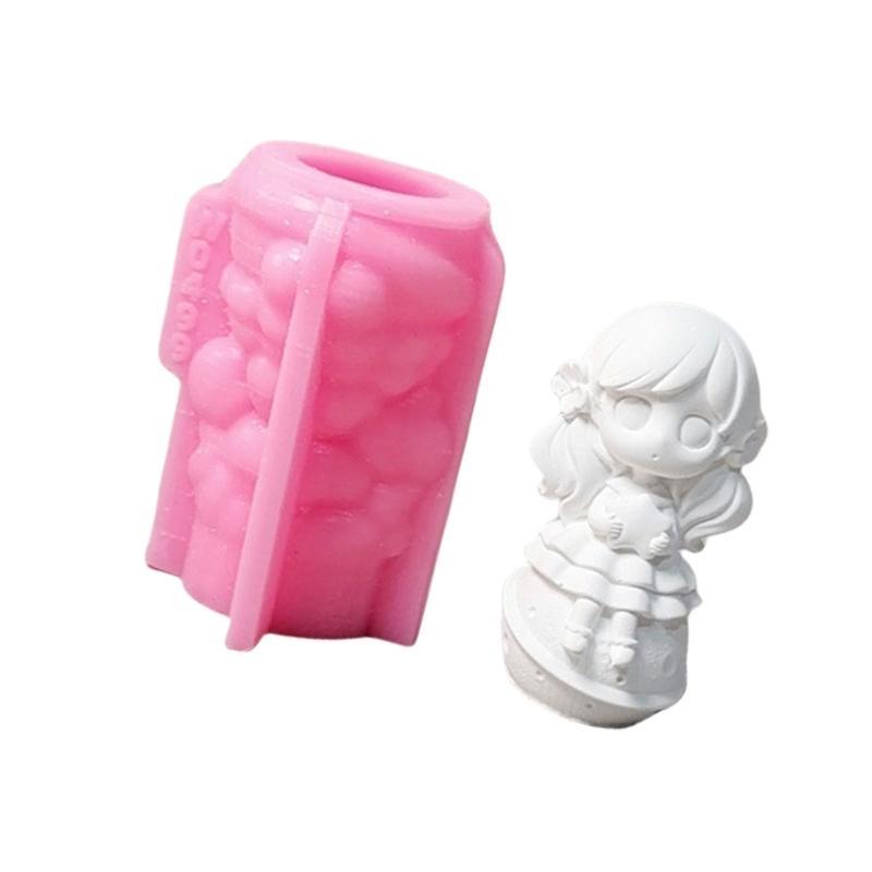 J0MC Little Girl Statue Silicone Molds for Epoxy Resin Princess Figurine Gypsum Silicone Mold Soap Making Molds