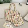 Rainbow Striped Women's Tote Bag Fashion Casual Shoulder Crossbody Handbag Street Style Shopping Bag